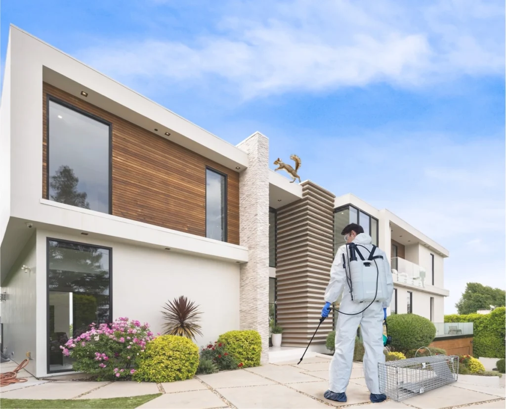 4K Pest Control technician performing a residential pest treatment