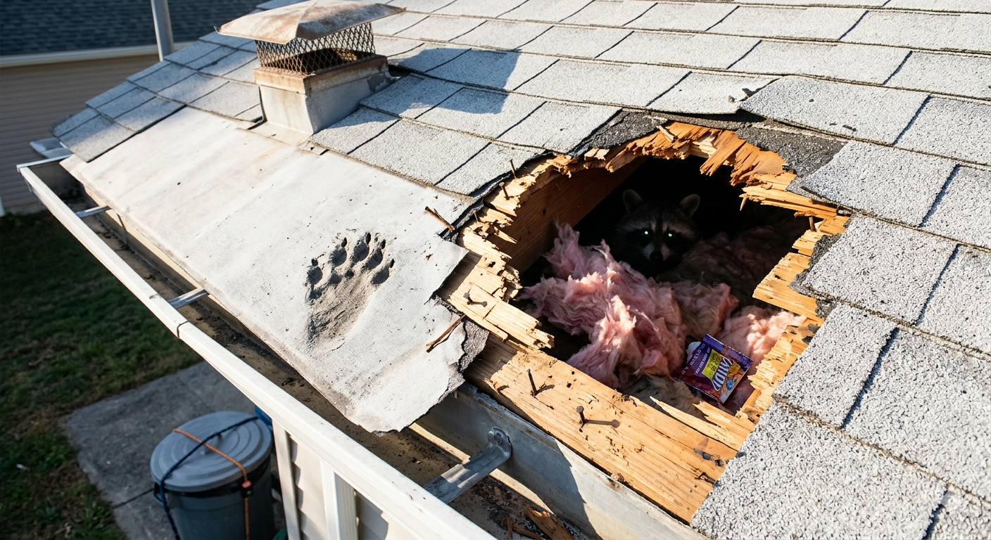 raccoon removal professional sealing attic entry point